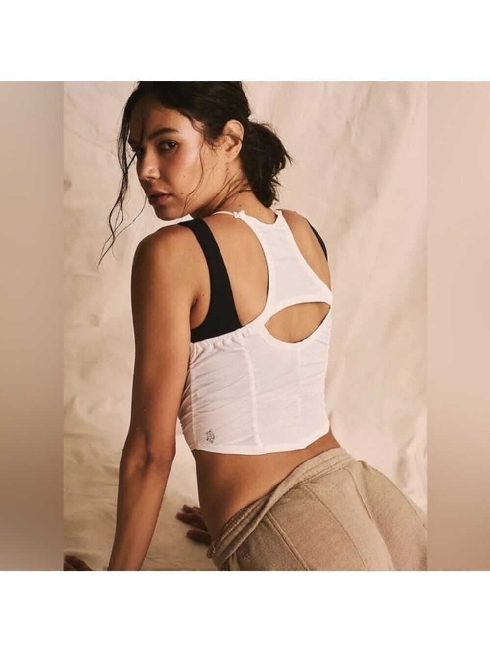FP MOVEMENT Shirr Enough Tank Top Ruched White
